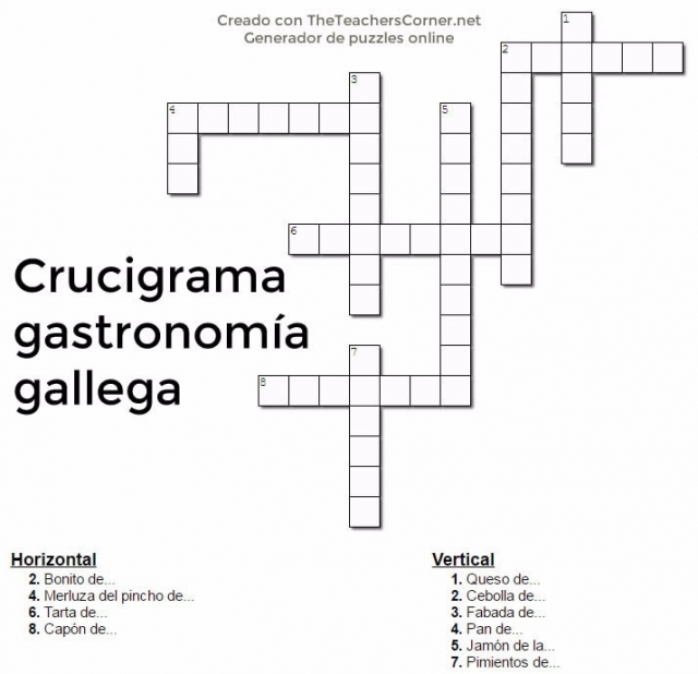 Crucigrama gastronomía gallega