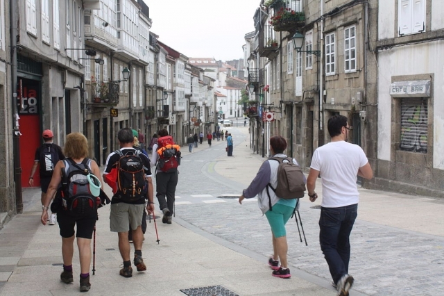 Peregrinos en Santiago de Compostela